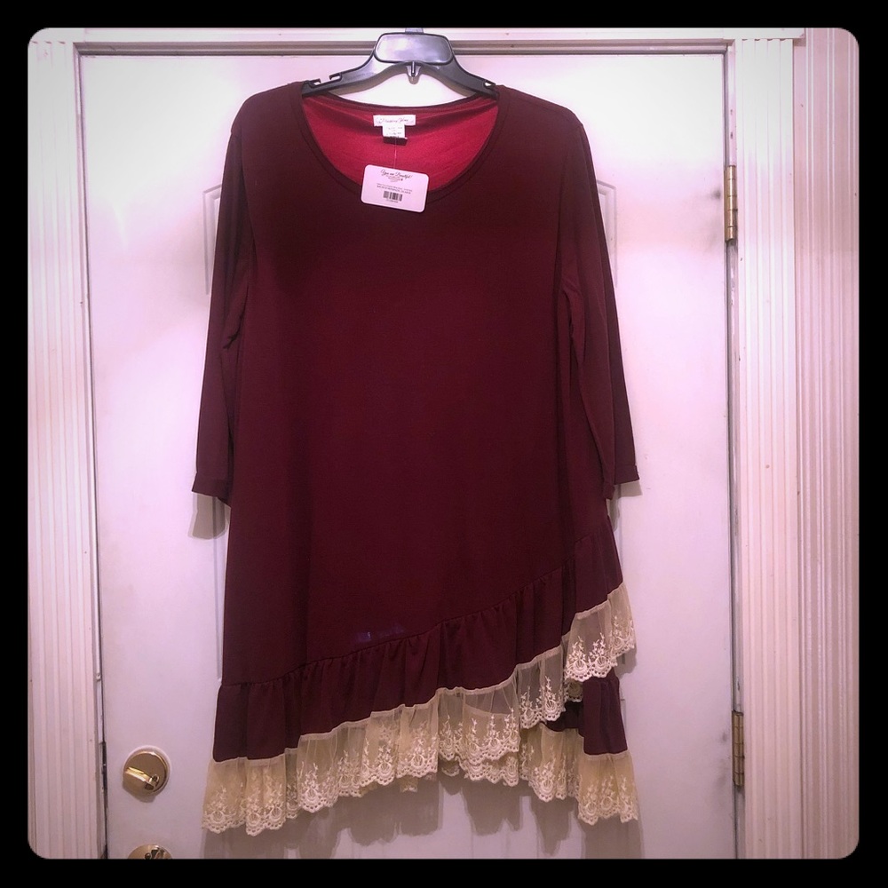Asymmetrical Lace Trim Dress